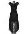 Punk Rave Black Gothic Cross Flutter Sleeve Lace High-Low Dress