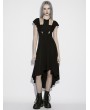 Punk Rave Black Gothic Cross Flutter Sleeve Knitted High-Low Dress