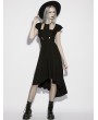 Punk Rave Black Gothic Cross Flutter Sleeve Knitted High-Low Dress