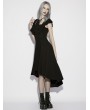 Punk Rave Black Gothic Cross Flutter Sleeve Knitted High-Low Dress