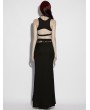 Punk Rave Black Gothic Asymmetrical Ruched Lace Fishtail Long Skirt