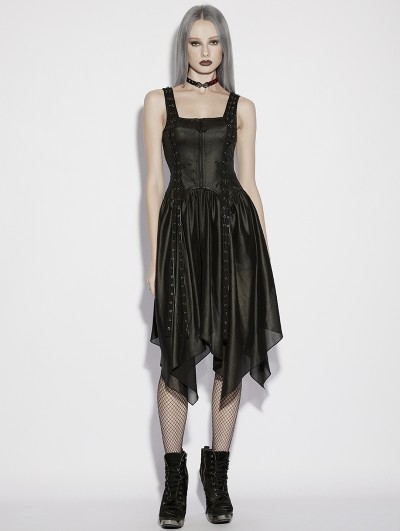 Punk Rave Black Punk Night Gothic Eyelet Irregular Dress