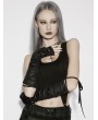 Punk Rave Black Gothic Wasteland Ruched Rivet Strap Gloves