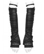 Punk Rave Black Gothic Wasteland Ruched Rivet Strap Gloves