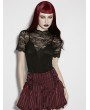 Punk Rave Black Gothic Short Sleeved Lace Shirt for Women