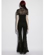 Punk Rave Black Gothic Short Sleeved Lace Shirt for Women