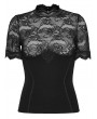 Punk Rave Black Gothic Short Sleeved Lace Shirt for Women