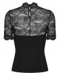 Punk Rave Black Gothic Short Sleeved Lace Shirt for Women