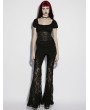 Punk Rave Black Gothic Lace Spliced Short Sleeve Shirt for Women