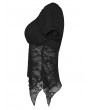 Punk Rave Black Gothic Lace Spliced Short Sleeve Shirt for Women