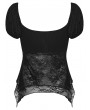 Punk Rave Black Gothic Lace Spliced Short Sleeve Shirt for Women