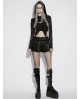 Punk Rave Black Gothic Punk Pullover Hooded Ultra Crop Top for Women