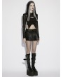 Punk Rave Black Gothic Punk Pullover Hooded Ultra Crop Top for Women