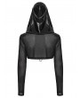 Punk Rave Black Gothic Punk Pullover Hooded Ultra Crop Top for Women