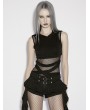 Punk Rave Black Gothic Wasteland Mesh Hooded Vest Top for Women