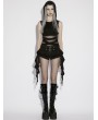 Punk Rave Black Gothic Wasteland Mesh Hooded Vest Top for Women