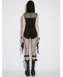 Punk Rave Black Gothic Wasteland Mesh Hooded Vest Top for Women