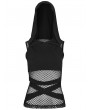 Punk Rave Black Gothic Wasteland Mesh Hooded Vest Top for Women