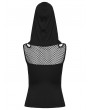 Punk Rave Black Gothic Wasteland Mesh Hooded Vest Top for Women