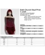 Punk Rave Red Gothic Church Skull Print Off Shoulder T-Shirt for Women