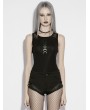 Punk Rave Black Gothic Moon Printed Vest Top for Women