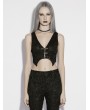 Punk Rave Black Gothic Sexy Deep V-Neck Jacquard Tank Top for Women