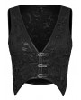 Punk Rave Black Gothic Sexy Deep V-Neck Jacquard Tank Top for Women