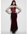 Punk Rave Red Gothic Rose Applique Mesh Corset Top for Women