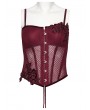 Punk Rave Red Gothic Rose Applique Mesh Corset Top for Women