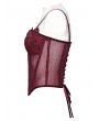 Punk Rave Red Gothic Rose Applique Mesh Corset Top for Women
