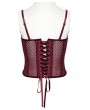 Punk Rave Red Gothic Rose Applique Mesh Corset Top for Women