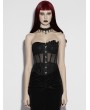 Punk Rave Black Gothic Rose Applique Mesh Corset Top for Women