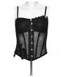Punk Rave Black Gothic Rose Applique Mesh Corset Top for Women