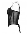 Punk Rave Black Gothic Rose Applique Mesh Corset Top for Women