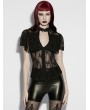 Punk Rave Black Gothic Perspective Lace Short Sleeve Shirt for Women