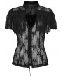 Punk Rave Black Gothic Perspective Lace Short Sleeve Shirt for Women