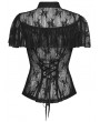 Punk Rave Black Gothic Perspective Lace Short Sleeve Shirt for Women