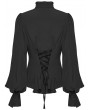 Punk Rave Black Gothic Daily Lace Spliced Shirt for Women