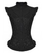 Punk Rave Black Gothic Embroidered Lace Stand Collar Shirt for Women