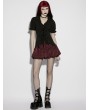 Punk Rave Black Gothic Daily Irregular Ruffle Tie-Up Short Sleeve Shirt for Women