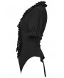 Punk Rave Black Gothic Daily Irregular Ruffle Tie-Up Short Sleeve Shirt for Women