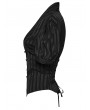 Punk Rave Black Gothic Striped V-neck Short Puff Sleeve Shirt for Women