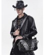 Devil Fashion Black Gothic Punk Panelled Shoulder Bag with Chain