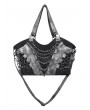 Devil Fashion Black Gothic Punk Panelled Shoulder Bag with Chain