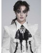 Devil Fashion Black and White Retro Gothic Coffin Embroidered Lace Jabot