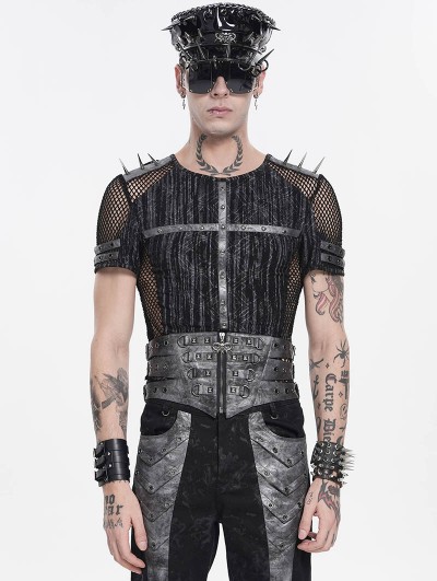 Devil Fashion Grey Punk Gothic Cut Out Studded Girdle for Men