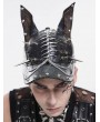 Devil Fashion Black Gothic Punk Spike Studded Ear Hat with Chain