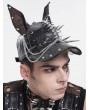 Devil Fashion Black Gothic Punk Spike Studded Ear Hat with Chain