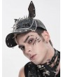 Devil Fashion Black Gothic Punk Spike Studded Ear Hat with Chain
