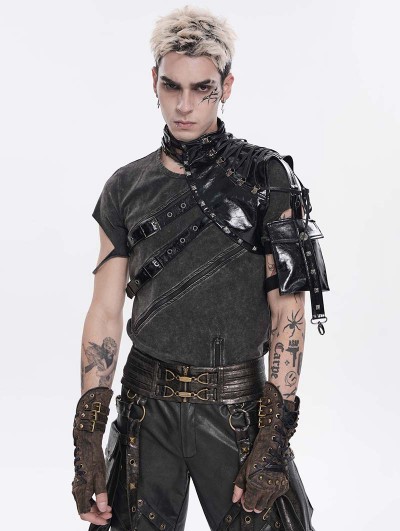 Devil Fashion Black Gothic Punk Asymmetric Shoulder Armor Harness